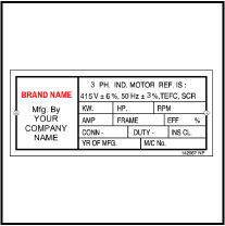 142067 Induction Motor Labels