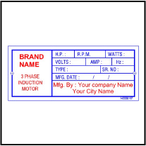 142067 Induction Motor Labels