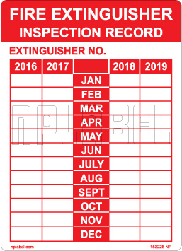 153228 Fire Extinguisher Inspection Record Sticker