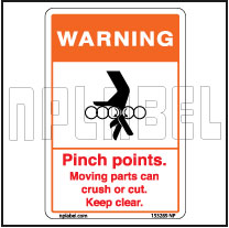 153289 Moving Parts Caution Sticker Labels & Sign