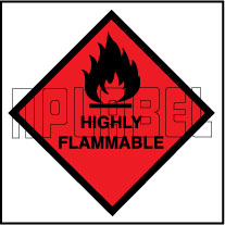 160037 HIGHLY Flammable Signs Stickers