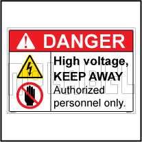 160195 High Voltage & Authorized Person Labels & Signs
