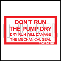 250280 Do't Run Pump Dry Sticker