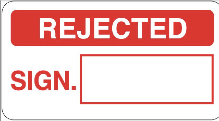 420003 Quality Control Sticker - Rejected