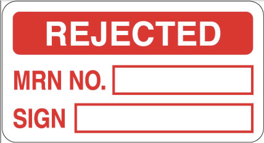 420005 Rejected Quality control stickers 420005 Rejected Quality control stickers