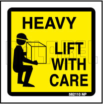 582110 Heavy - Lift With Care Stickers & Labels