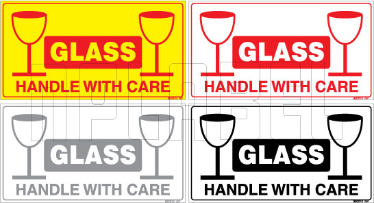 Glass Handle With Care Shipping Sticker