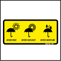 940139 Avoid Heat/Daylight/Moisture Stickers