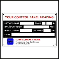 CP001 Control Panel Data Plate